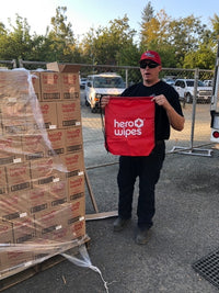 Diamond Wipes donates Hero Wipes to LNU Lightning complex fire basecamp.